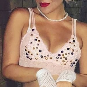 Pink Bralette 💗 Pearl & Gold